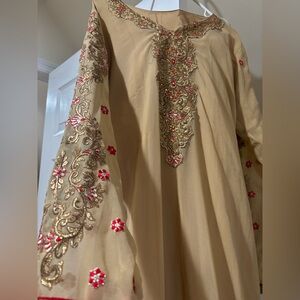 3 pc Pakistani nude dress